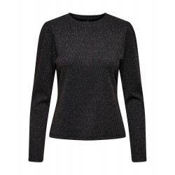 ONLY FANCY L/S Med Guld GLITTER TOP - BLACK/MULCH