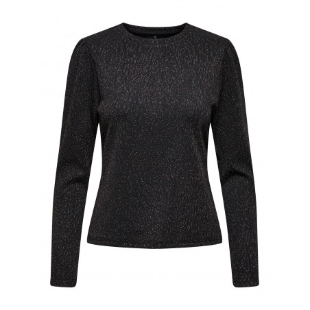 ONLY FANCY L/S Med Guld GLITTER TOP - BLACK/MULCH