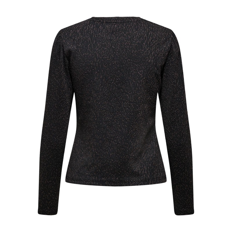 ONLY FANCY L/S Med Guld GLITTER TOP - BLACK/MULCH