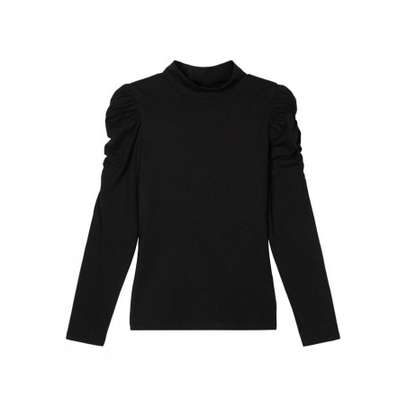 LMTD SANNAH L/S TURTLENECK TOP M. PUFF SLEEVES - BLACK