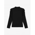 LMTD SANNAH L/S TURTLENECK TOP M. PUFF SLEEVES - BLACK
