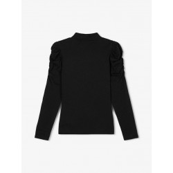 LMTD SANNAH L/S TURTLENECK TOP M. PUFF SLEEVES - BLACK