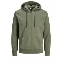 JACK & JONES BASIC HOODIE M. LYNLÅS - DUSTY OLIVE