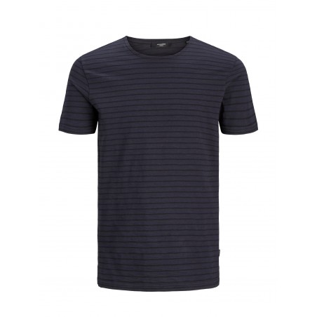 JACK & JONES Stribet Crew Neck T-shirt - Dark Navy
