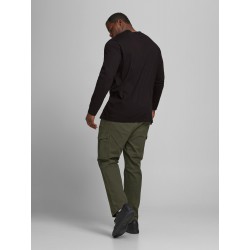JACK & JONES PLUS BOND L/S GRANDDAD PS- BLACK