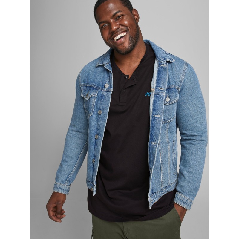 JACK & JONES PLUS BOND L/S GRANDDAD PS- BLACK