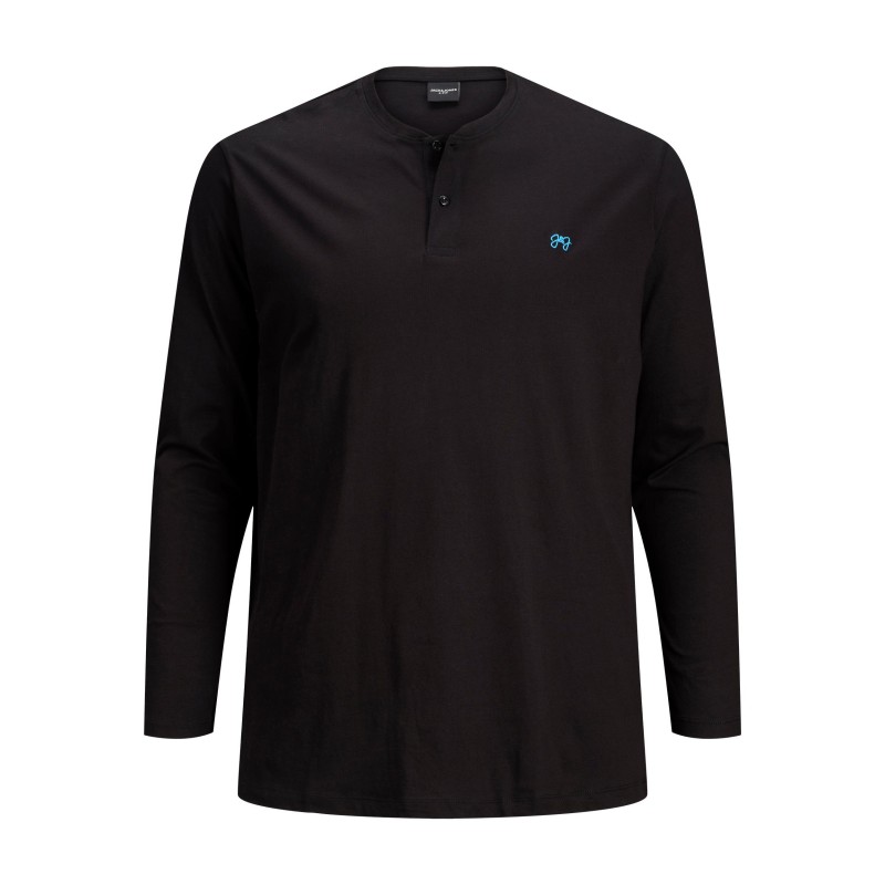 JACK & JONES PLUS BOND L/S GRANDDAD PS- BLACK