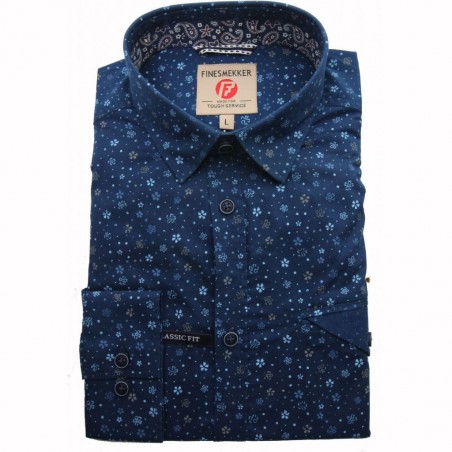 FINESMEKKER TARGOS S/S SKJORTE - NAVY