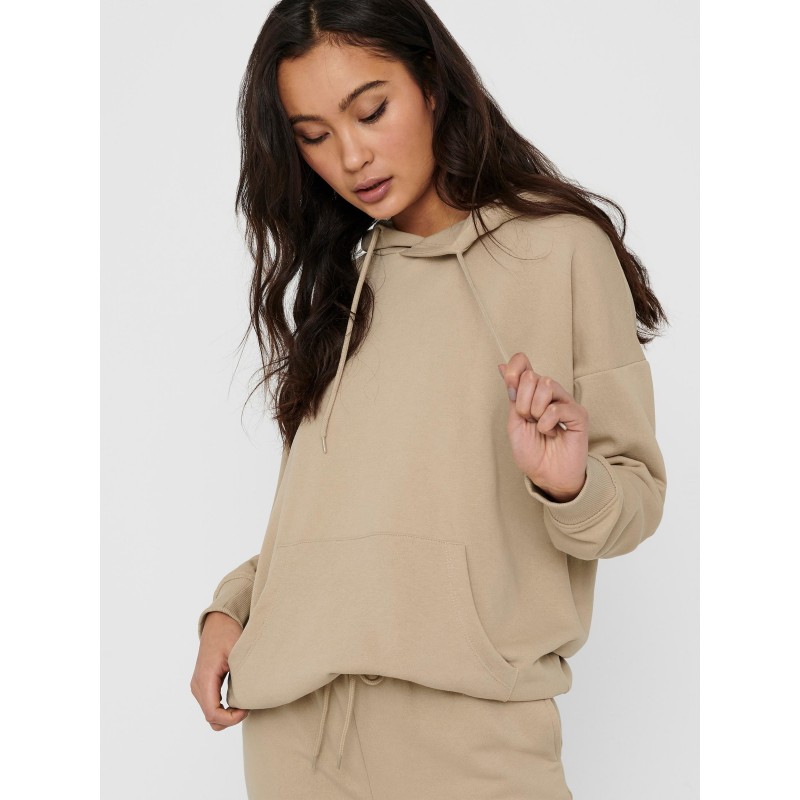 ONLY FEEL LIFE L/S SWEATHOOD - HUMUS