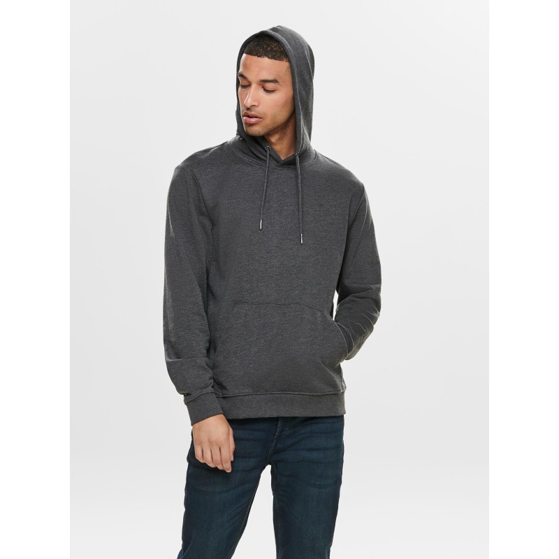ONLY & SONS WINSTON SWEAT HOODIE - BLACK MEL.