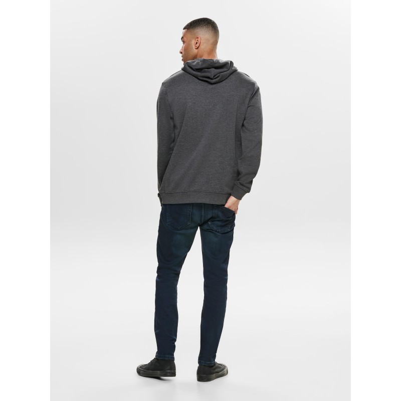 ONLY & SONS WINSTON SWEAT HOODIE - BLACK MEL.