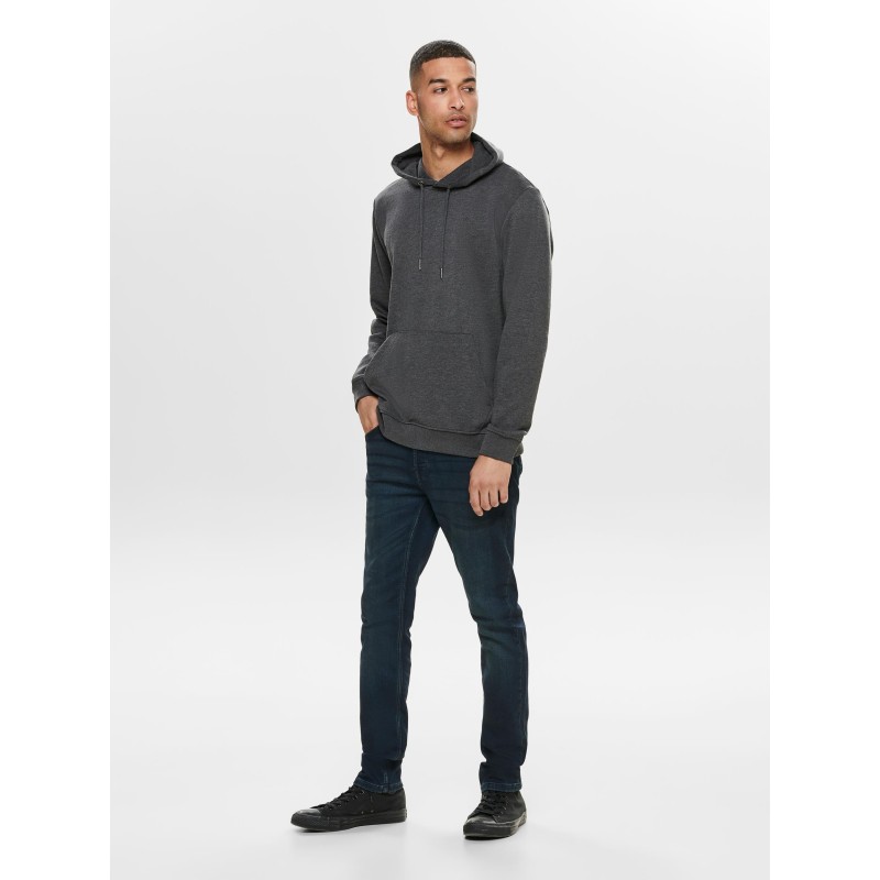 ONLY & SONS WINSTON SWEAT HOODIE - BLACK MEL.