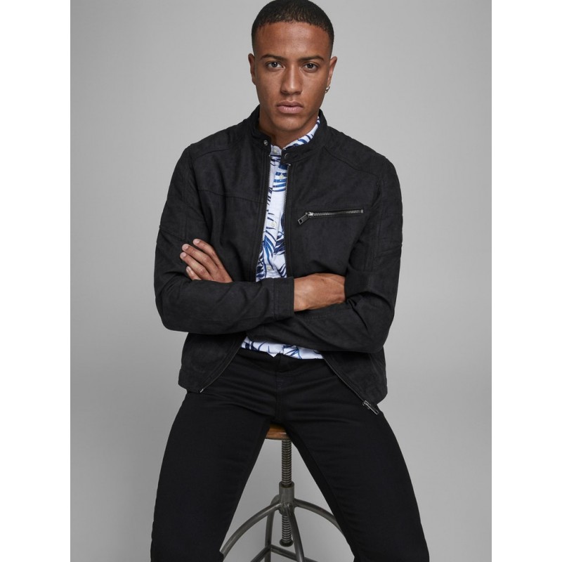 KØB JACK & JONES ROCKY BIKER JAKKE | Online Thebestbuy.dk | Jet Black