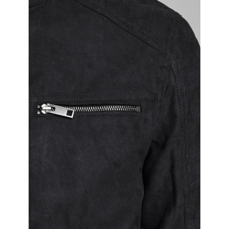 KØB JACK & JONES ROCKY BIKER JAKKE | Online Thebestbuy.dk | Jet Black