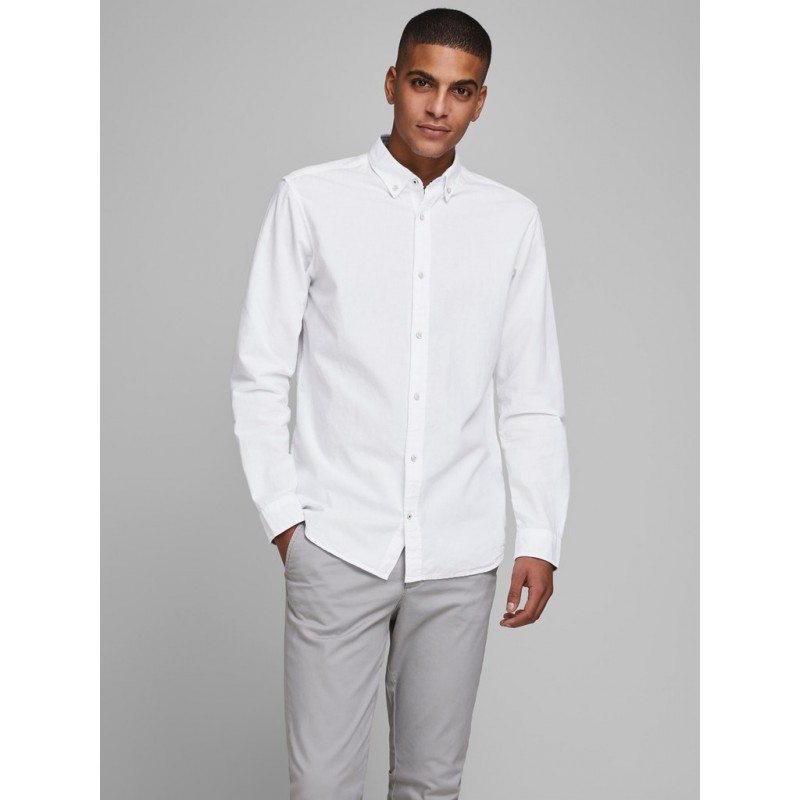 JACK & JONES L/S Hør Skjorte - Hvid