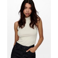 ONLY Nessa Højhalset Rib Top - Cloud Dancer