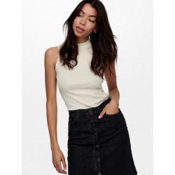 ONLY Nessa Højhalset Rib Top - Cloud Dancer