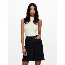 ONLY Nessa Højhalset Rib Top - Cloud Dancer