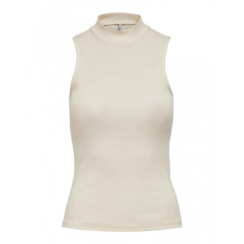 ONLY Nessa Højhalset Rib Top - Cloud Dancer