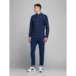 JACK & JONES L/S Hør Skjorte - Navy Blazer