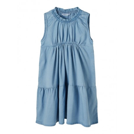 NAME IT Mini Batas Denim Ærmeløs Kjole - Light Blue Denim