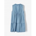 NAME IT Mini Batas Denim Ærmeløs Kjole - Light Blue Denim