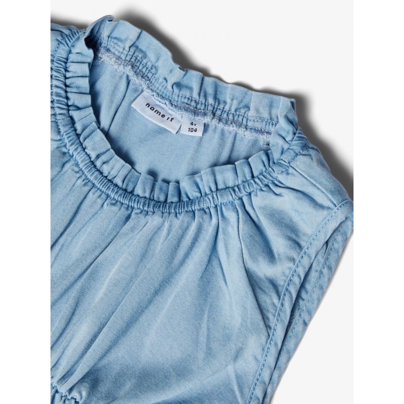 NAME IT Mini Batas Denim Ærmeløs Kjole - Light Blue Denim