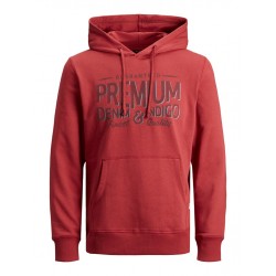 JACK & JONES JAKE SWEAT HOOD -  Brick Red