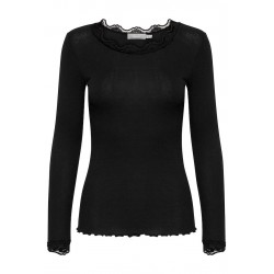 Fransa Zamond langærmet T-shirt med blonde kant - Sort