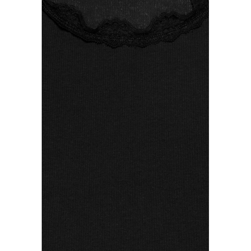 Fransa Zamond langærmet T-shirt med blonde kant - Sort