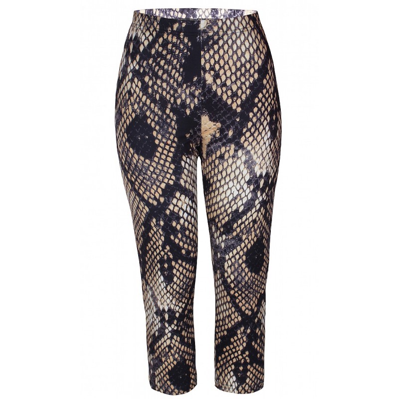 ZHENZI Plus Snake Capri Leggings - Amber Gold