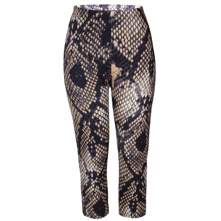 ZHENZI Plus Snake Capri Leggings - Amber Gold