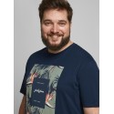 JACK & JONES PLUS FLORALL PRINT T-SHIRT -  Navy Blazer