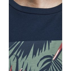 JACK & JONES PLUS FLORALL PRINT T-SHIRT -  Navy Blazer