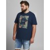 JACK & JONES PLUS FLORALL PRINT T-SHIRT -  Navy Blazer