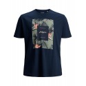 JACK & JONES PLUS FLORALL PRINT T-SHIRT -  Navy Blazer