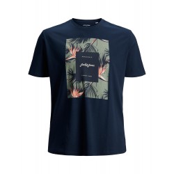 JACK & JONES PLUS FLORALL PRINT T-SHIRT -  Navy Blazer