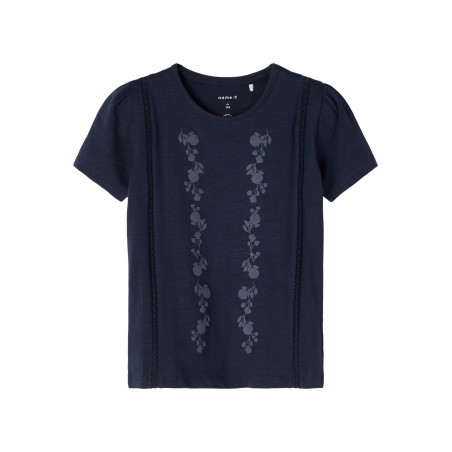 NAME IT Mini Hedvig Top Med Flæser - Dark Sapphire