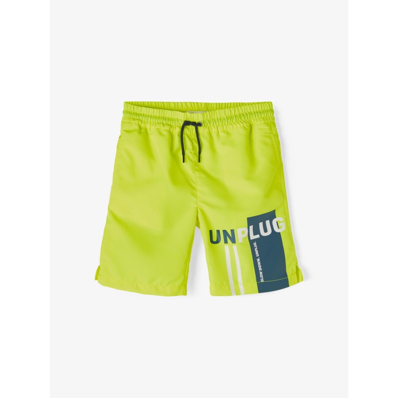 NAME IT Mini Ruddy Lange Badeshorts -  Safety Yellow