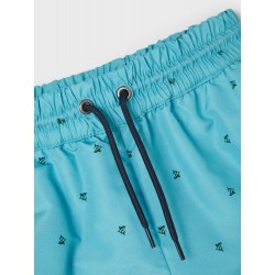 NAME IT Mini Ruddy Lange Badeshorts - Aqua