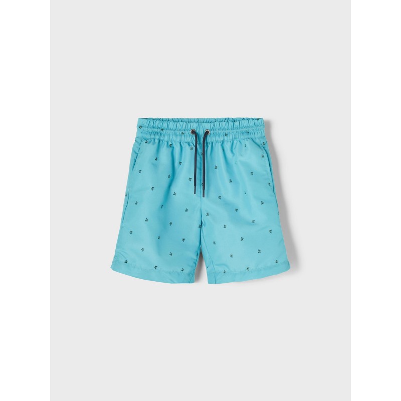 NAME IT Mini Ruddy Lange Badeshorts - Aqua