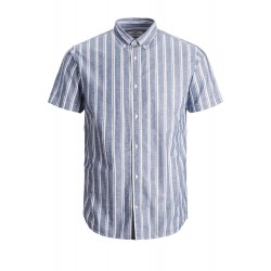 JACK & JONES  Junior kortærmet Hør Skjorte -  Faded Denim