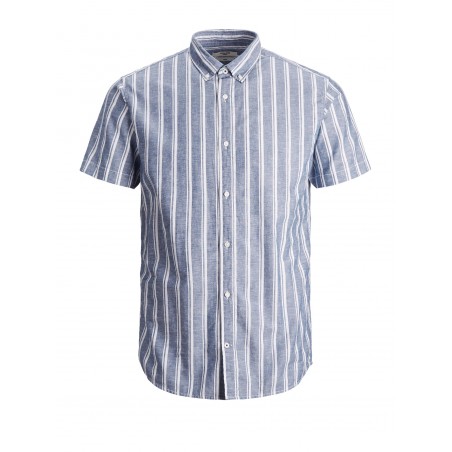 JACK & JONES  Junior kortærmet Hør Skjorte -  Faded Denim