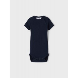 NAME IT Baby Rib Herio Bodystocking Kortærmet - Dark Sapphire
