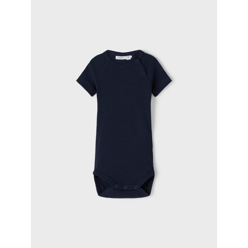 NAME IT Baby Rib Herio Bodystocking Kortærmet - Dark Sapphire