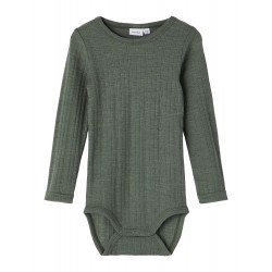 NAME IT MINI merionuld langærmet bodystocking - Duck Green