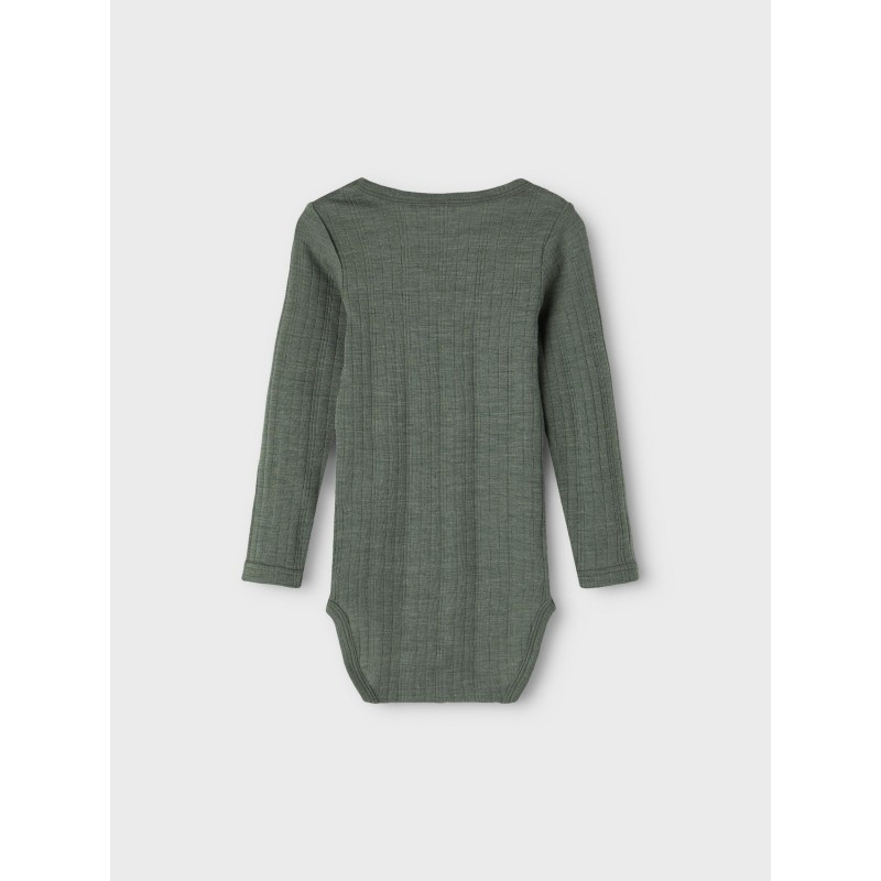 NAME IT MINI merionuld langærmet bodystocking - Duck Green