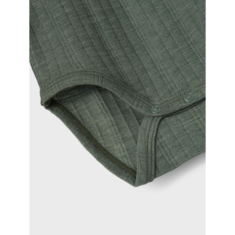 NAME IT MINI merionuld langærmet bodystocking - Duck Green