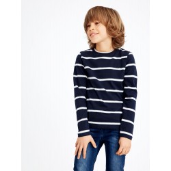 NAME IT KIDS Tanovo langærmet bomulds bluse - Dark Sapphire