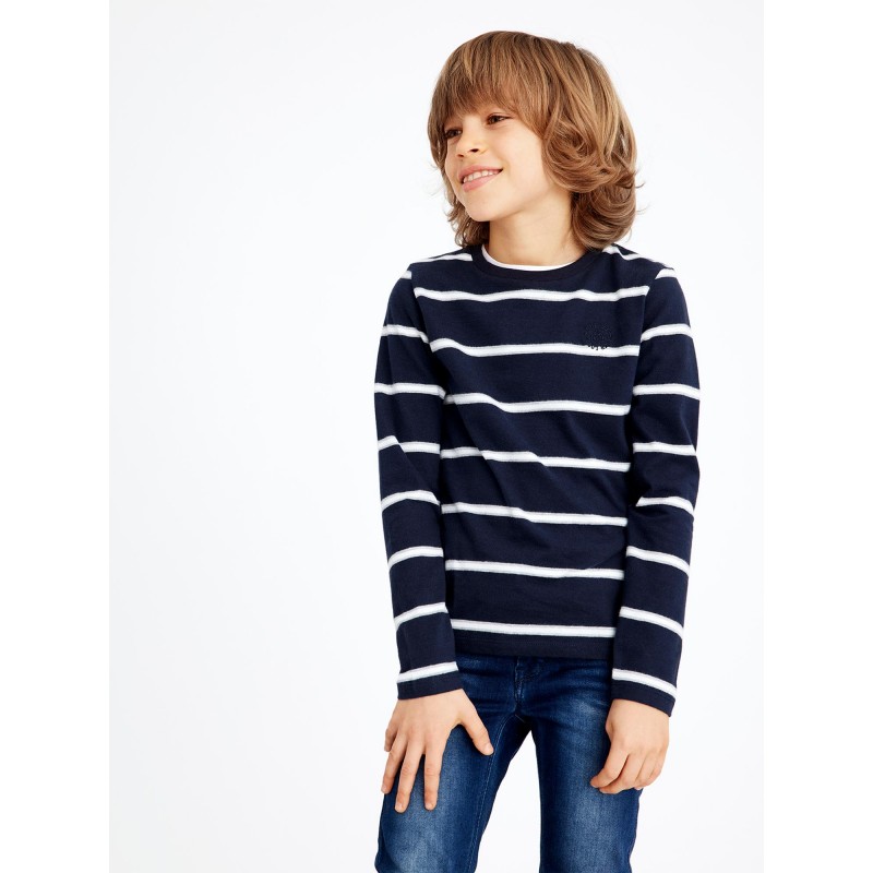 NAME IT KIDS Tanovo langærmet bomulds bluse - Dark Sapphire
